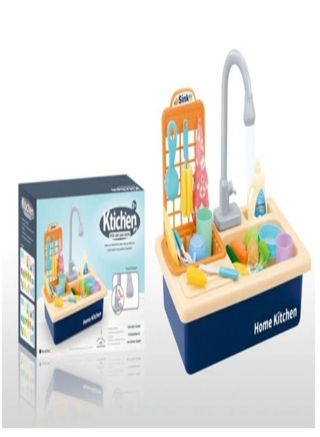 TEMSON Play Kitchen Dishwasher Toy with Running Water,Automatic Faucets and Tableware Accessories,Role Play Kitchen Sink Play Set(Multicolor) - Image 2